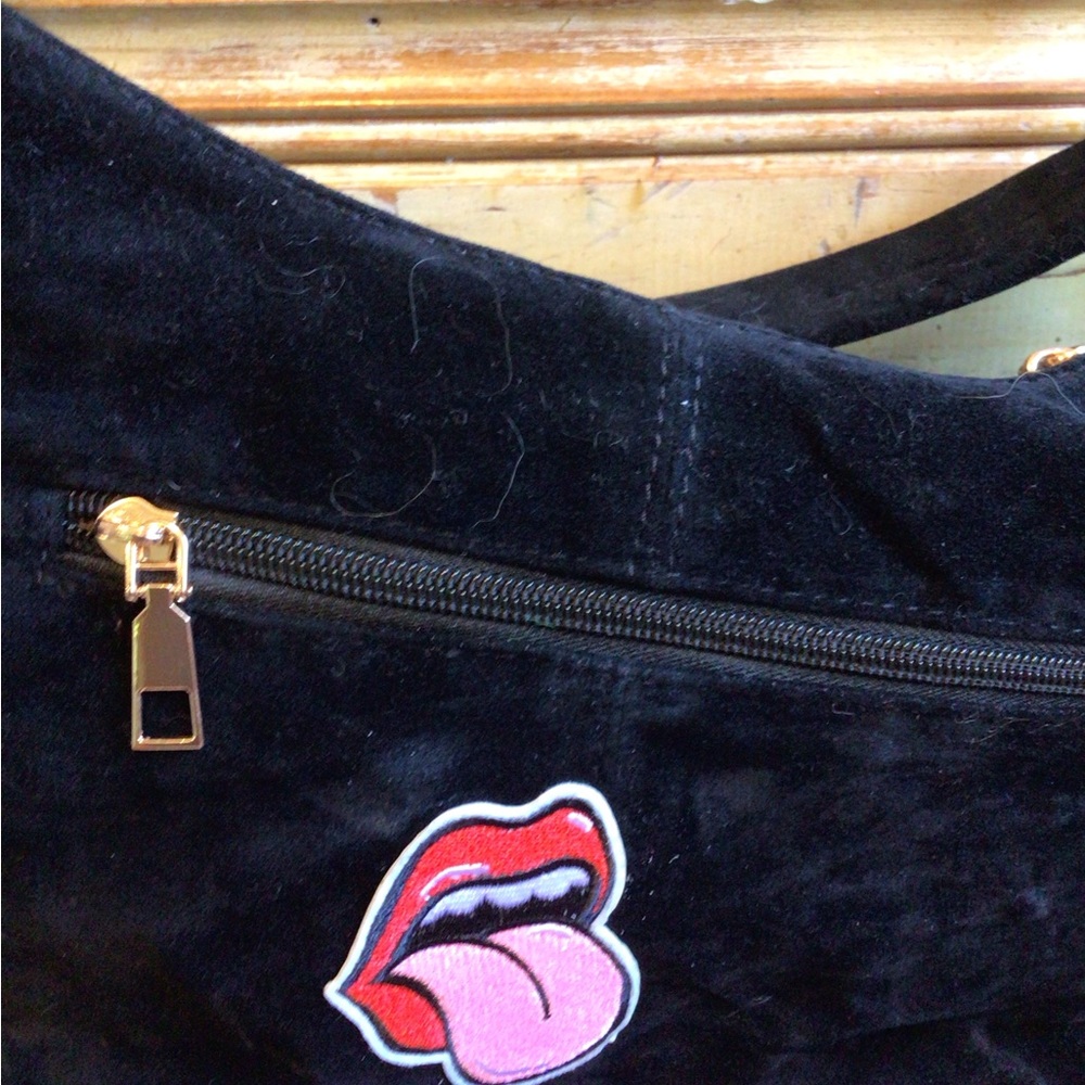 NEW! Upcycled Ruxpinsrags Embroidered Black faux suede Shoulder Bag - Picture 4 of 5